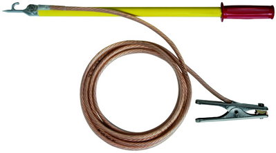 Disch. device, contact/coupling electr. single-pole, L=465mm w. earthing tongs