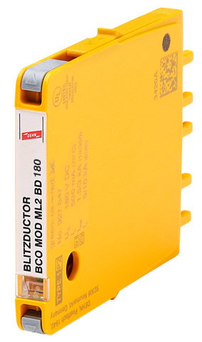 Combined arrester protection module for 1 pair BLITZDUCTORconnect with status indication