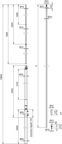 Air-term: mast L9.0m w. HVI light plus D 21mm Cu L min. 10m grey -SET- – Görsel 2 / 2