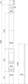 Supporting tube for HVI light plus D 40 mm L 1600 mm with air-termination tip D 10 mm L 1000 mm