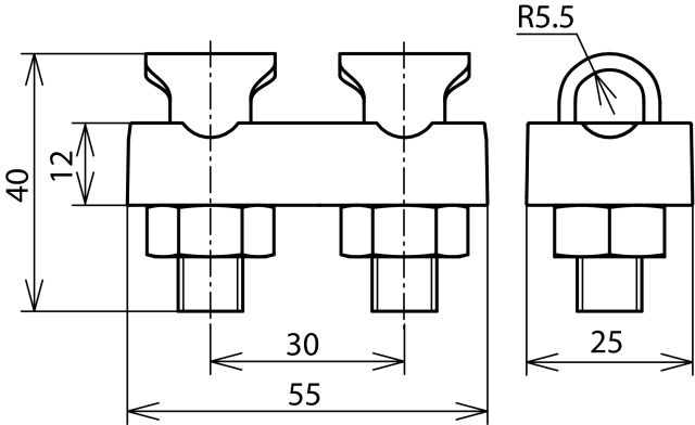 KS connector Zamak-steel/tZn f. Rd 7-10mm, two-part distance 30mm – Görsel 2 / 2