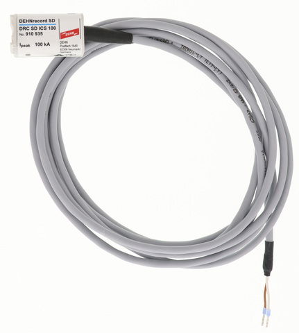 Impulse current sensor with connection cable for detecting impulse currents of up to 100 kA