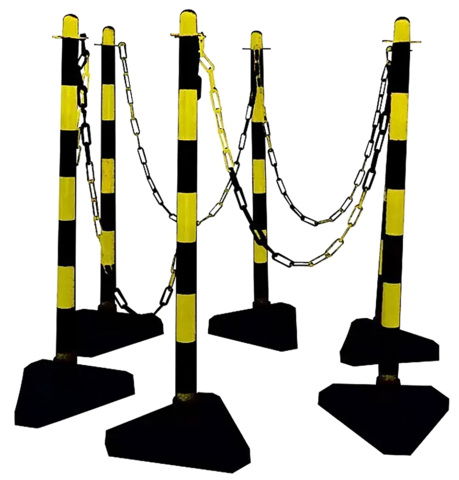 Chain post set Secur with cement base Posts: yellow/black