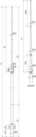 Air-term. rod D 40/16/10mm StSt L 7000mm with earthing bracket and KS connector – Görsel 2 / 2