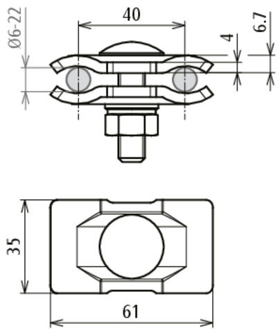 Parallel connector HDG steel (St/tZn) for Rd 6-22mm – Görsel 2 / 2