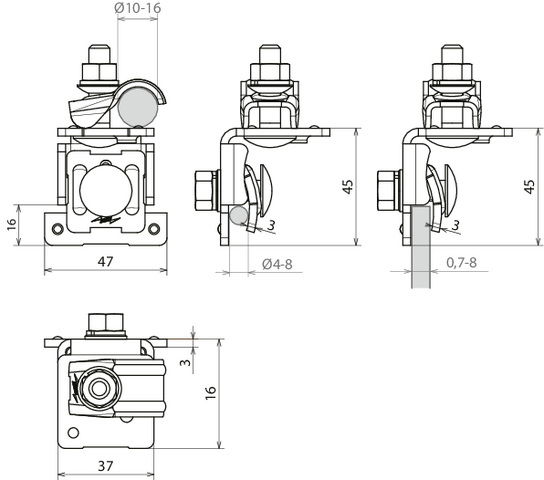 Cond. holder HDG St cl. range 4-8mm w. DEHNquick f. sh.-cir. wire Rd16mm o. g. – Görsel 2 / 2
