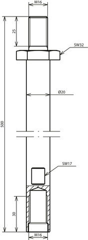 Earth rod screwable St/tZn D 20 mm L 500 mm M16 – Görsel 2 / 2