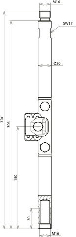 Connector for earth rod screwable HDG St(St/tZn) D20mm L320mm thread M16 – Görsel 2 / 2