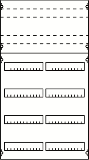 DIN rail devices and DIN rail terminals module, 900 mm x 500 mm x 120 mm , 4 rows , 2 GU , Field width: 2