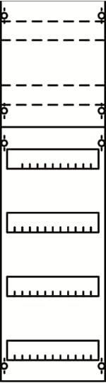 DIN rail devices and DIN rail terminals module, 900 mm x 250 mm x 120 mm , 4 rows , 2 GU , Field width: 1