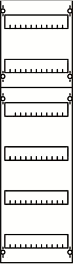 DIN rail mounting devices module, 900 mm x 250 mm x 120 mm , 6 rows , 2 GU , Field width: 1