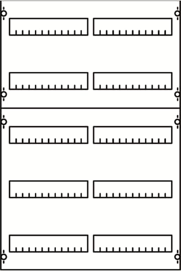 DIN rail mounting devices module, 750 mm x 500 mm x 120 mm , 5 rows , 1 GU , Field width: 2