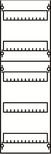 DIN rail mounting devices module, 750 mm x 250 mm x 120 mm , 5 rows , 1 GU , Field width: 1