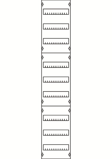 DIN rail mounting devices module, 1350 mm x 250 mm x 120 mm , 9 rows , 5 GU , Field width: 1