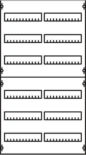 DIN rail mounting devices module, 900 mm x 500 mm x 120 mm , 6 rows , 2 GU , Field width: 2