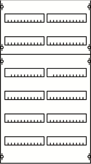 DIN rail mounting devices module, 900 mm x 500 mm x 120 mm , 6 rows , 2 GU , Field width: 2