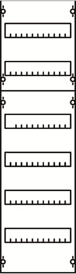 DIN rail mounting devices module, 900 mm x 250 mm x 120 mm , 6 rows , 2 GU , Field width: 1