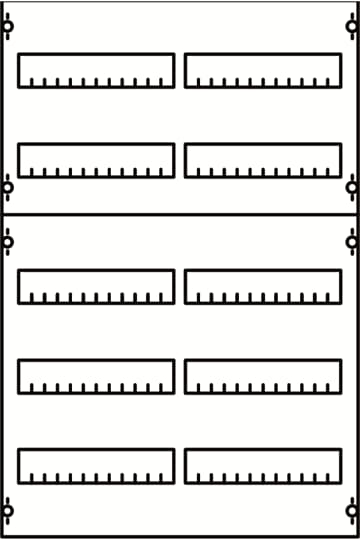 DIN rail mounting devices module, 750 mm x 500 mm x 120 mm , 5 rows , 1 GU , Field width: 2