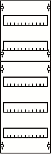 DIN rail mounting devices module, 750 mm x 250 mm x 120 mm , 5 rows , 1 GU , Field width: 1
