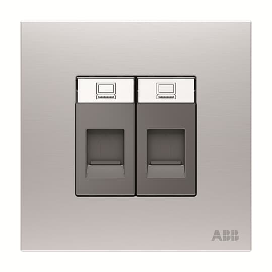 Data outlet 2 gang Stainless steel - Millenium