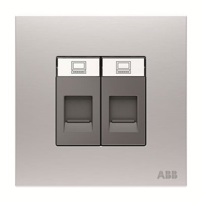Data outlet 2 gang Stainless steel - Millenium