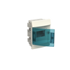 Consumer unit  MISTRAL41F, Flush mounting, 4 modules, 1 row(s), IP41,  Door: Single, Plastic, Transparent, Dimensions: 202 mm x 152 mm x 104 mm