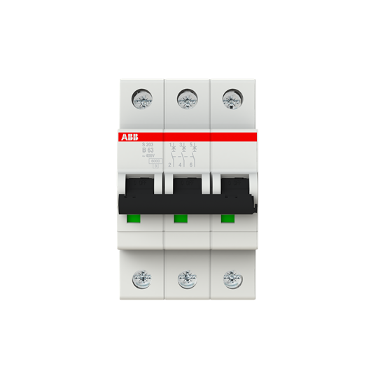 Miniature Circuit Breaker - S200 - 3P - 63 A - B - (AC) 6 kA
