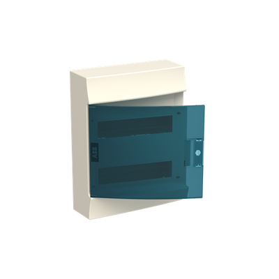 Consumer unit  MISTRAL41W, Surface mounting, 24 modules, 2 row(s), IP41,  Door: Single, Plastic, Transparent, Dimensions: 387 mm x 297 mm x 119 mm