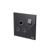 Socket outlet Round 15A Black Glass - Millenium