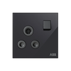 Socket outlet Round 15A Black Glass - Millenium