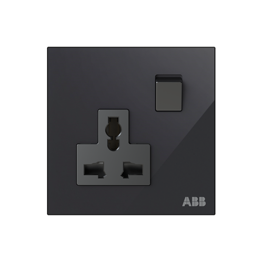 Socket outlet Universal Black Glass - Millenium