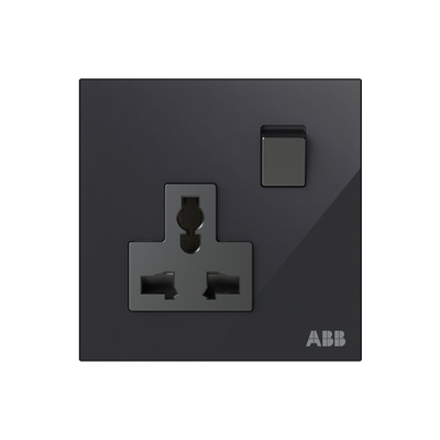 Socket outlet Universal Black Glass - Millenium