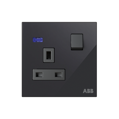 Socket outlet BS Black Glass - Millenium