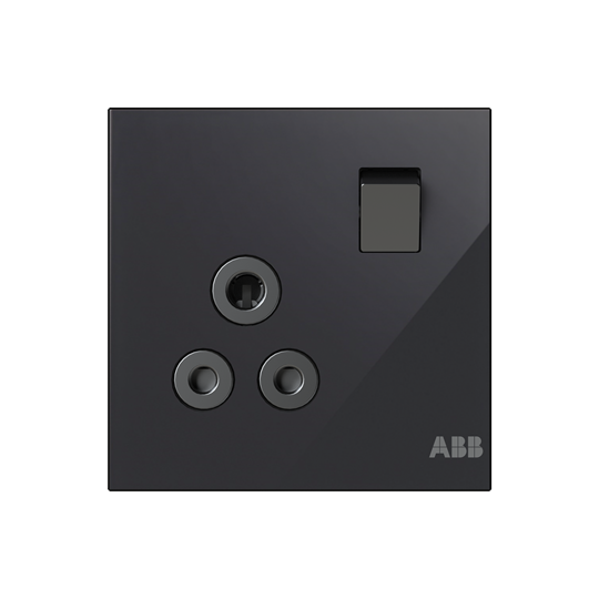 Socket outlet Round 5A Black Glass - Millenium