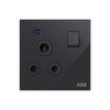 Socket outlet Round 15A Black Glass - Millenium