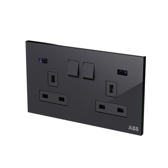 Socket outlet BS Black Glass - Millenium – Görsel 3 / 3