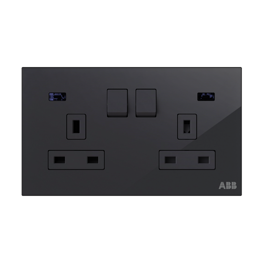 Socket outlet BS Black Glass - Millenium