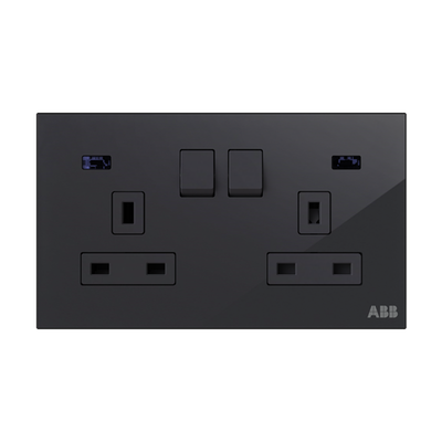 Socket outlet BS Black Glass - Millenium