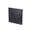 Socket outlet Round 15A Black Glass - Millenium