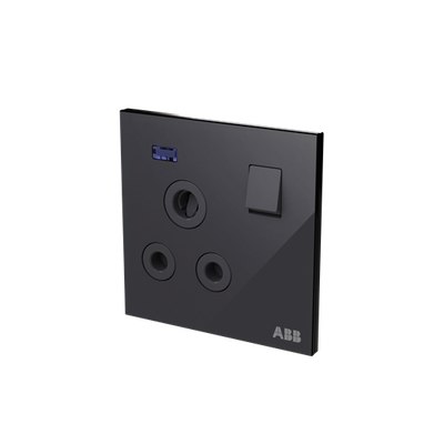 Socket outlet Round 15A Black Glass - Millenium