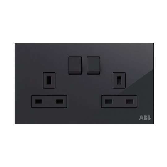 Socket outlet BS Black Glass - Millenium