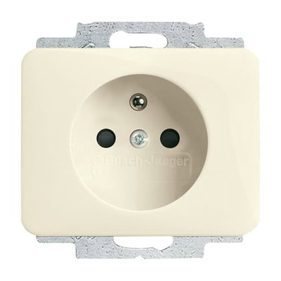 Socket with earthing pin Safety Shutter ivory white - alpha