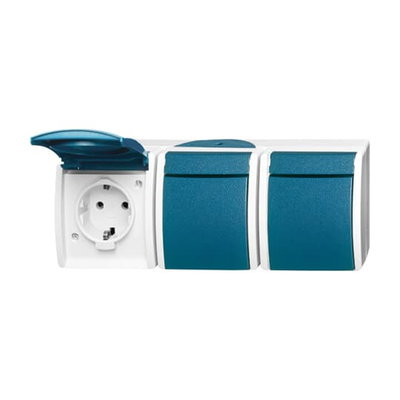 Socket Outlets with Hinged Lid 16 A grey / blue-green  - ocean