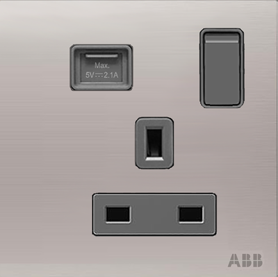 Socket outlet BS with USB Power Socket Outlets - British acc. to BS1363 Stainless steel  - Millenium