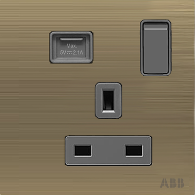 Socket outlet BS with USB Power Socket Outlets - British acc. to BS1363 Antique Gold  - Millenium