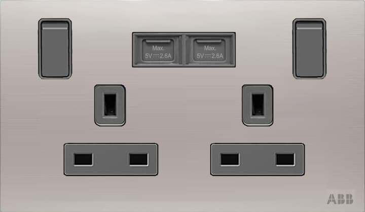 Socket outlet BS with USB Power Socket Outlets - British acc. to BS1363 Stainless steel - Millenium