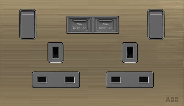 Socket outlet BS with USB Power Socket Outlets - British acc. to BS1363 Antique Gold - Millenium
