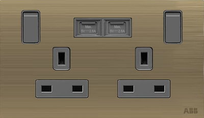 Socket outlet BS with USB Power Socket Outlets - British acc. to BS1363 Antique Gold  - Millenium