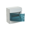 Consumer unit  MISTRAL65, Surface mounting, 8 modules, 1 row(s), IP65,  Door: Single, Plastic, Transparent, Dimensions: 250 mm x 232 mm x 155 mm