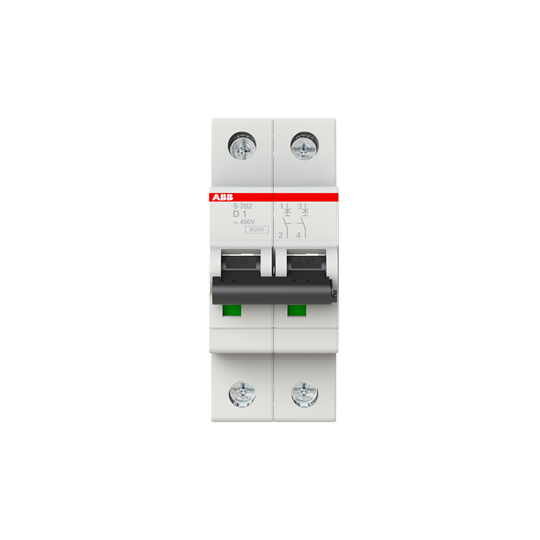 Miniature Circuit Breaker - S200 - 2P - 1 A - D - (AC) 6 kA
